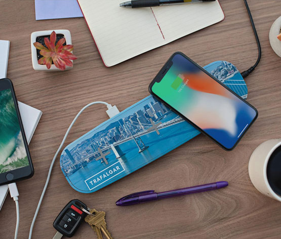 phone on custom charging pad