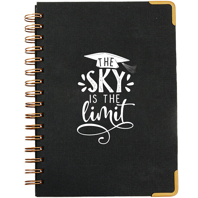 Hard cover notebook with metal accents