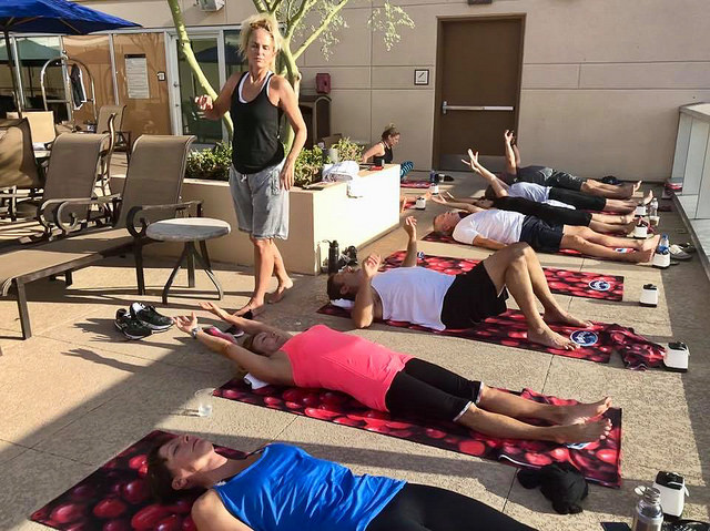 Yoga session at sales event